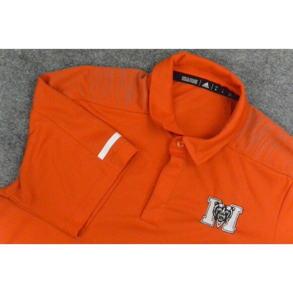 Adidas Polo Shirt Mens Med Orange Mercer Bears NCAA Short Sleeve‎ - Picture 1 of 10